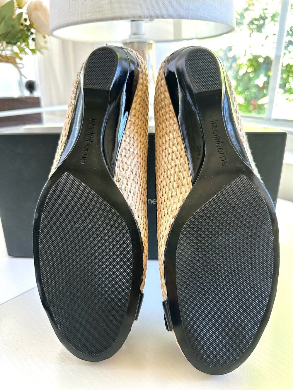 Liz Claiborne Aleya Raffia Ballet Flats Woven Coastal Natural Black Size 9M - Picture 8 of 9